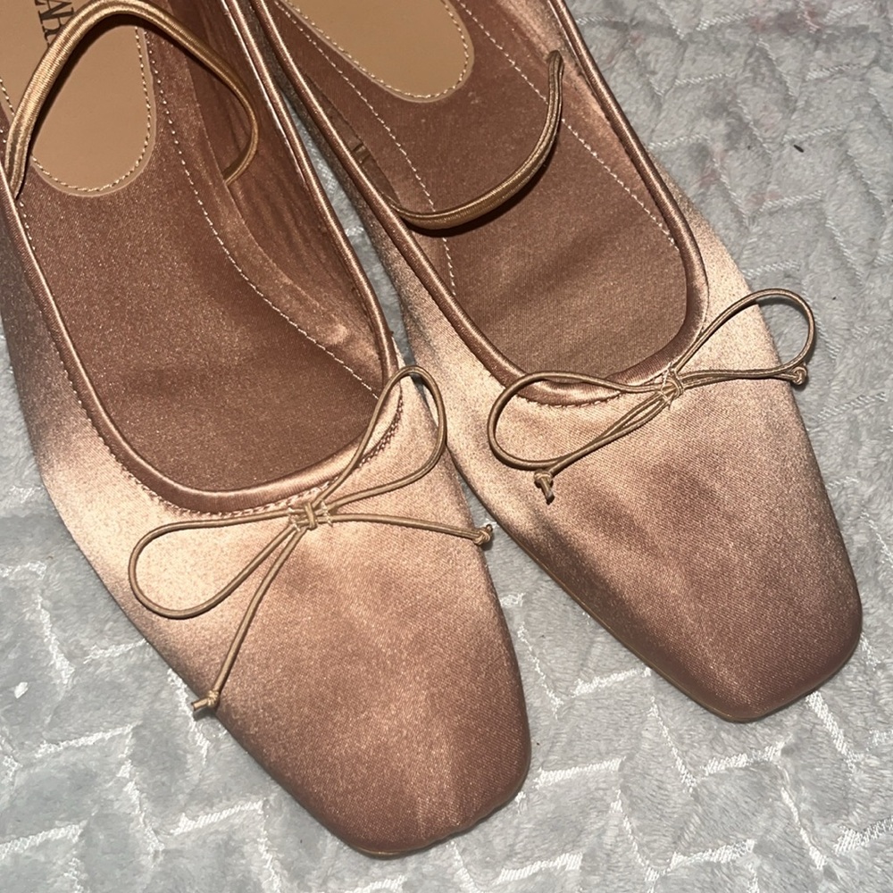 Zara Satin Square-Toe Flats